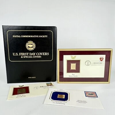 Postal Commemorative Society Binder 60 First Day Covers 3 Gold Stamp Replicas - Image 1 of 4