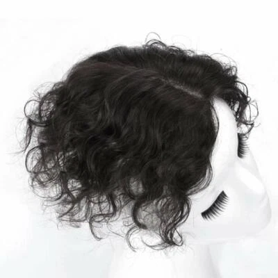 Top de cabello humano corto natural rizado ondulado 100 % real toupee pieza superior para mujer Foto 1 de 4