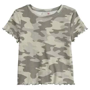 Girls Size Medium (8) SO® Lettuce Edge Tiny Tee Green Camo NEW - Picture 1 of 1