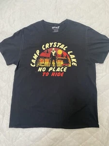 Friday the 13th Shirt Black XL Jason Vorhees CAMP CRYSTAL LAKE No Place To Hide - Picture 1 of 4