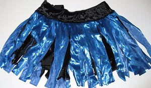 SM -METALLIC BLUE WITH VELOUR WAISTBAND AND UNDER LAYER - CUT STRIPS - FUN SKIRT - Picture 1 of 3