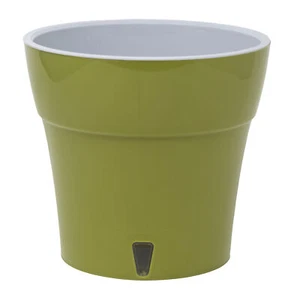 Decopots Plastic Round Modern Flower Pot Planter, Olive Gray, 5.5" - Picture 1 of 6