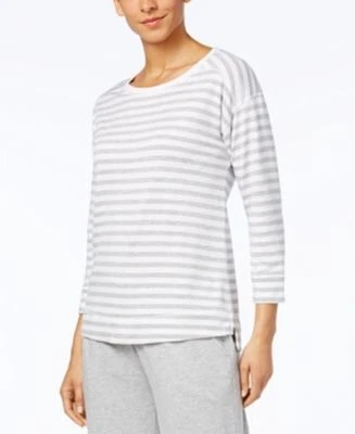 Top pijama gris a rayas XL Charter Club para mujer Foto 1 de 2