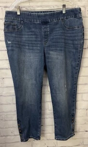 Chico’s Jegging Ankle 16P Studded Hem Angel Road Indigo Pull On Jean Stretch New - Picture 1 of 13