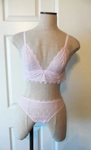 Cosabella PAPYRUS Pink Lilly Lace Wireless Bralette Bra L Low Rider Thong S/M - Picture 1 of 12