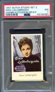 1957 Dutch Gum Card Studio Set 2 GINA LOLLOBRIGIDA Italian Actress PSA 7 Pop 1 - Picture 1 of 2