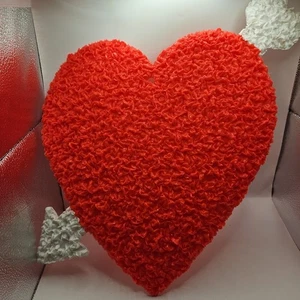 Vtg Melted Plastic Popcorn Heart Valentines Day Decoration 17" White Arrow - Picture 1 of 20