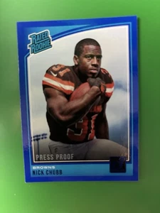 2018 Panini Donruss - Rated Rookie Nick Chubb #308 Press Proof Blue (RC) - Bild 1 von 2