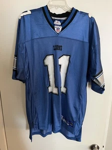Detroit Lions Roy Williams NFL Jersey Blue Reebok Mens Large VINTAGE CLASSIC VG+ - Picture 1 of 3