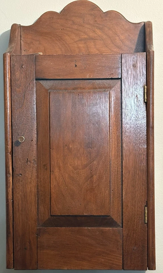 Antique 19th c Walnut Oak Spice Cabinet Cupboard Free Standing Wall Mount Pegged - Image 1 of 4