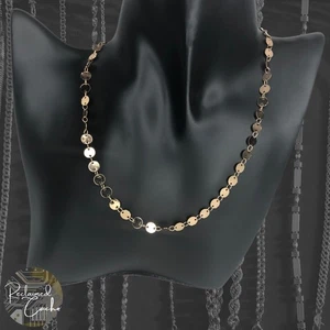 Womens Gold Tone Linked Discs Chain Necklace Simple Alloy Circles Jewelry - Picture 1 of 4