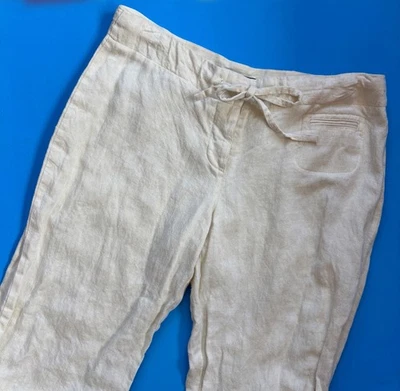 Vintage Express 90s Y2K Express Off White Linen Blend Trousers Size 7/8 - Image 1 of 4
