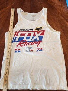 Vintage Fox Racing Tank Top Herren M Medium T-Shirt Weiß Team Ärmellos Vintage - Bild 1 von 2