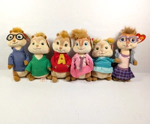 Juego Completo Alvin & the Chipmunks Ty Beanie Babies Eleanor Brittany Jeanette - Imagen 1 de 6