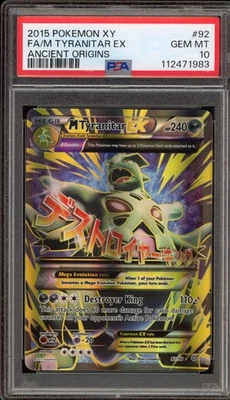 Pokemon M Tyranitar EX XY Ancient Origins Full Art #92 PSA 10 Gem Mint - Image 1 of 2