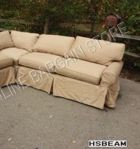 Pottery Barn Basic Sofa Sectional Right Roll Arm Sofa SLIPCOVER ONLY Oat Twill - Picture 1 of 2