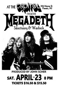 MEGADETH 1988  CAPITOL THEATRE PASSIAC NJ  TOUR POSTER CONCERT POSTER - Picture 1 of 2