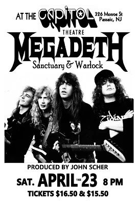 MEGADETH 1988  CAPITOL THEATRE PASSIAC NJ  TOUR POSTER CONCERT POSTER - Image 1 of 2