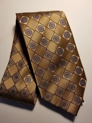 Corbata impermeable de hombre 100 % seda estampado dorado Foto 1 de 4