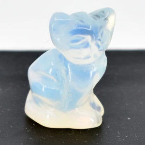 Estatuilla pequeña miniatura tallada a mano con piedras preciosas de ópalo sintético gatito gato gatito - Imagen 1 de 5