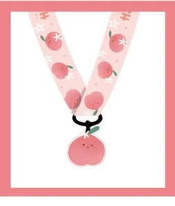 Kawaii Peach Pink Fruit NoVelty Funky Cute Lanyard ID Mobile Neck Charm Gift - Picture 1 of 3
