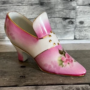 Vintage Pink Limoges Handpainted Roses Shoe Slipper 1047 - Picture 1 of 8