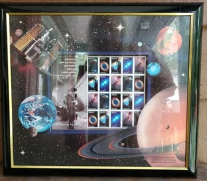 Framed Edwin Powell Hubble Telescope Stamps Space Shots Poster Original Images - Picture 1 of 12