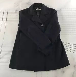 Jil Sander Pea Coat Mens 44 Navy Blue Pockets Inner Pocket Angora Wool Blend - Picture 1 of 12
