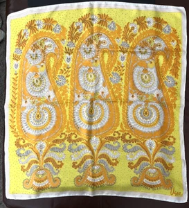 Vintage Vera Neumann Seidenschal Mid Century Paisley gelb orange 30 Zoll - Bild 1 von 4