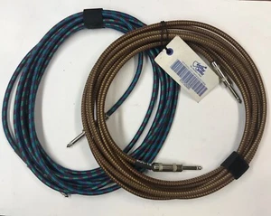 2 Guitar Center ROC18 Guitar Cables 18 Ft with Woven Cloth Covering - Picture 1 of 5