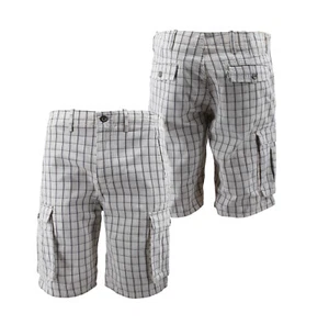 Levi's Men's Cotton Relaxed Fit Cargo Shorts White Plaid 124630184 - Picture 1 of 4