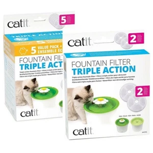 Catit Triple Action Filter 2pk, 5pk, 12pk for Cat Flower Water Drinking Fountain - Picture 1 of 14