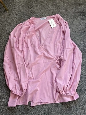 NWT Womens In The Style Blouse, Size 30, Pink, Wrap, Tie Front, Lightweight (54) - Image 1 of 3