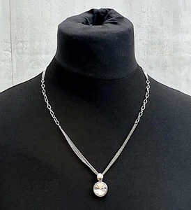 Mehrreihige Gliederkette Halskette silberfarben grosser runder Strass Stein NEU - Bild 1 von 1