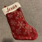 Personalized  Christmas Snow Stocking 16 Inch Red with Red Glitter vinyl Name