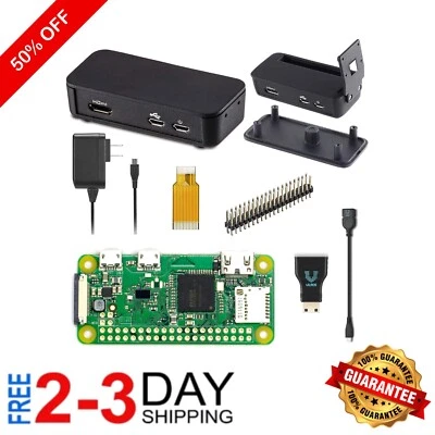Complete Raspberry Pi Zero W Basic Kit: Black Case, GPIO Header & Camera Adapter - Image 1 of 4