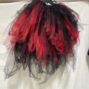 Girls Tutu Tulle Skirt Fancy Skirt Dress Up Party Dancing Red Black Large - Picture 1 of 5