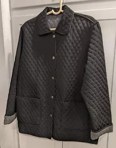 Cherokee Women's Sz Large Black Gray Reversible Quilted Fleece Lined Jacket - Picture 1 of 6