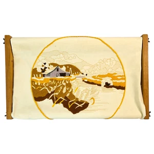 Needlepoint Scroll Frame Started Crewel Canvas #2475 Summer Wheat Fields 20 x 12 - Picture 1 of 12