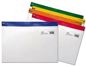 Snopake A4 Strong Clear Plastic Zip Zippi Zippa Bags Folders Wallets - Pack 5 - Picture 1 of 3