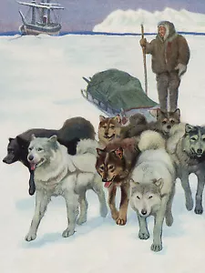 SIBERIAN HUSKY SLED DOG TEAM LOVELY GREETINGS NOTE CARD - Picture 1 of 1