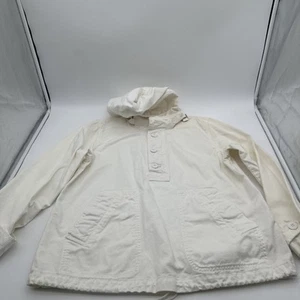 J.Crew Issued Anorak Heritage Silhouette Sz S Button Hooded Pullover White Coast - Picture 1 of 11