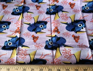Disney Finding Dory Purple Cotton Craft Sewing Fabric 60 Inches - Picture 1 of 1