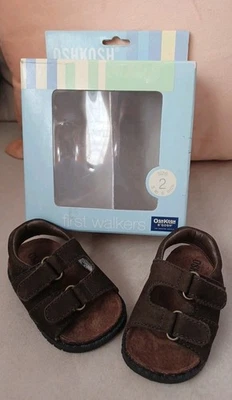 OSHKOSH B'GOSH First Walkers Tommie Prewalk Sandalia de Cuero Marrón Talla:2 3-6 Mos Foto 1 de 4
