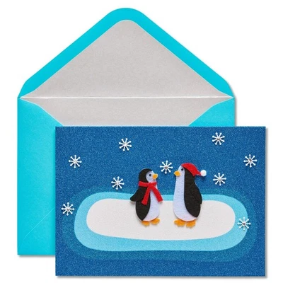 Papyrus Christmas Greeting Card ~Penguin's on Ice I Love Us Happy Holidays - Image 1 of 3