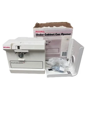 Abridor de latas vintage Rival Cutabove debajo del gabinete modelo 7502 soportes de montaje Foto 1 de 4