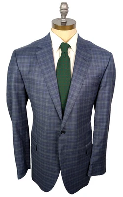 COPPLEY Sport Coat Blue Plaid Check Dual Vent Sz 44XT 44XL Wool Super 130s - Image 1 of 4