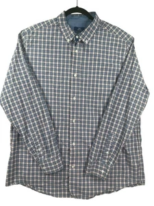 Camisa George Para Hombres XL Calce Clásico Abotonada Azul/Rosa Cuadros Resistente a Arrugas - Imagen 1 de 8