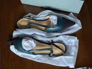 C.Paravano Freya Slingbacks Pointed Toe Flats Shoes Dress Comfort Casual Blue - Picture 1 of 6