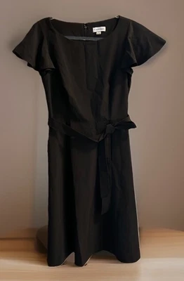 Vestido Formal Calvin Klein Negro Mangas con Volantes Con Bolsillos - Para Mujer Talla 6 Nuevo Con Etiquetas Foto 1 de 4